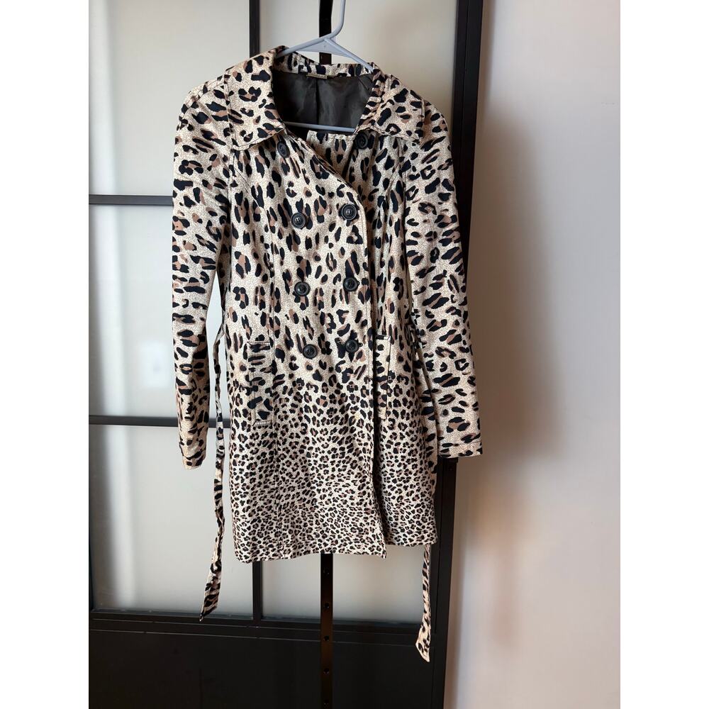 Y2K Ambition Cheetah Belted Trench Size Small